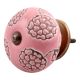 Pink Marigold Etched Ceramic Cabinet Knob