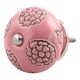 Pink Marigold Etched Ceramic Cabinet Knob