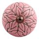 Pink Amarylis Floral Etched Ceramic Drawer Knob