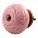 Pink Leaf Flower Etched Ceramic Drawer Knob