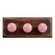 Pink Marigold Etched Ceramic Wooden Hooks