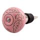 Pink Leaf Flower Etched Ceramic Wine Stopper