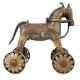 India Brass Temple Toy Horse on Wheels