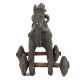 Brass Primitive Horse and Rider on Rolling Wheels