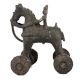 Brass Primitive Horse and Rider on Rolling Wheels