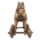 Brass Primitive Horse and Rider on Rolling Wheels