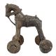 Old Brass Temple Toy Horse on Wheels
