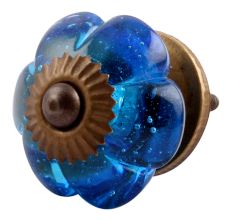 Royal Blue Melon Glass Cabinet Knob