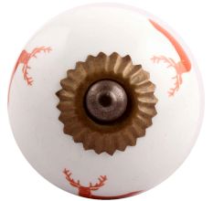 Brick Red Standing Rein Deer Pattern Ceramic Drawer Knob Online