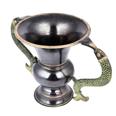 Vintage Brass Flower Pot in Black and Fish Handles