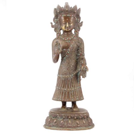 Brass Standing Tathagata Ru Lai Statue