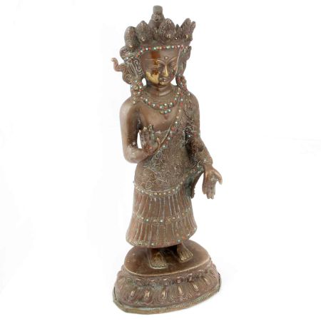 Brass Standing Tathagata Ru Lai Statue