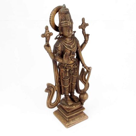 God Vishnu Carved Brass Metal Statue Decor Idol Sculpture