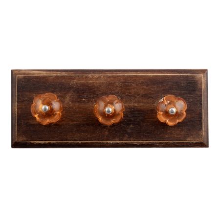 Pink Melon Glass Wooden Hooks