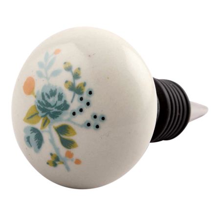 Green Marjoram Flower Ceramic Wine Stopper