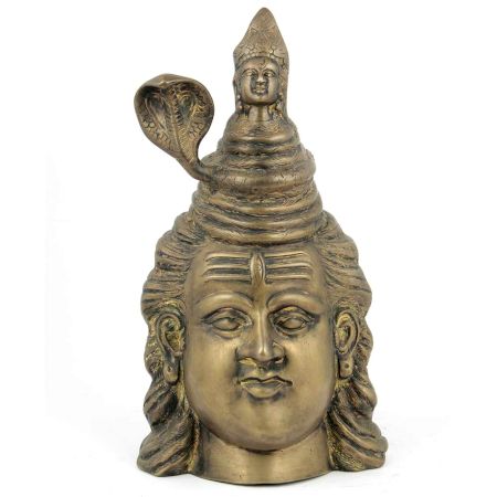 Brass Shiv Head with Ganga Statue