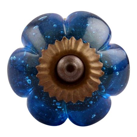 Royal Blue Melon Glass Cabinet Knob