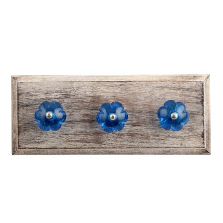 Royal Blue Melon Glass Wooden Hooks