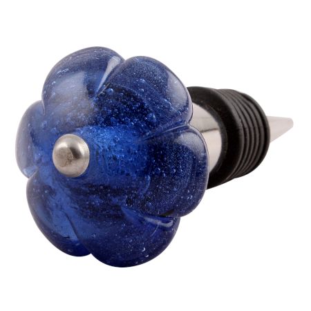 Cobalt Blue Melon Glass Wine Stopper