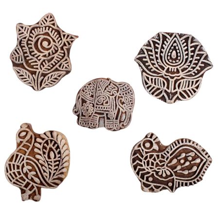 Set of 5 Piece New Mix Wooden Printing Block