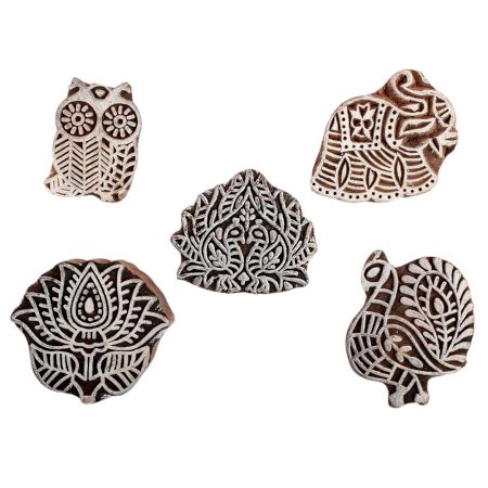 Set of 5 Piece New Mix Wooden Printing Block