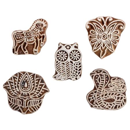 Set of 5 Piece New Mix Wooden Printing Block