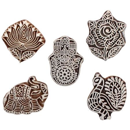 Set of 5 Piece New Mix Wooden Printing Block