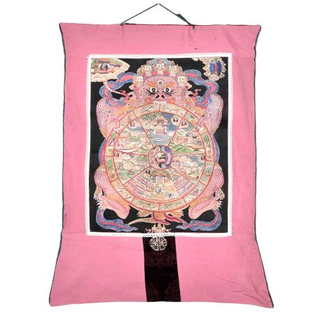 Wheel Of Life Orange Thangka Painting
