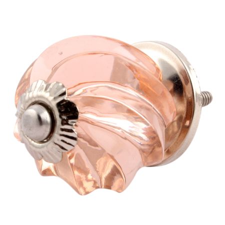 Peach Pink Interior Cut Glass Knobs