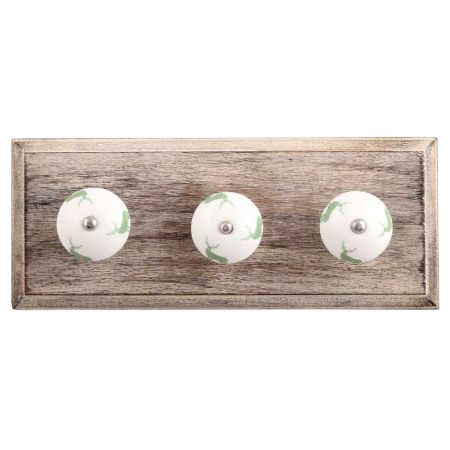Forest Green Standing Rein Deer Pattern Ceramic Wooden Hooks