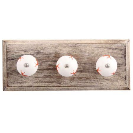 Peach Standing Rein Deer Pattern Ceramic Wooden Hooks