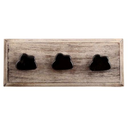 Black Cloud Ceramic Wooden Hooks