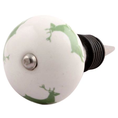Forest Green Runing Rein Deer Pattern Ceramic Wine Stopper