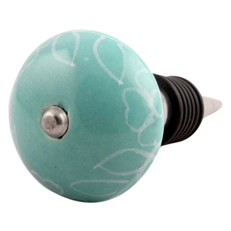 Sea Green Leaf Ceramic Wine Stopper