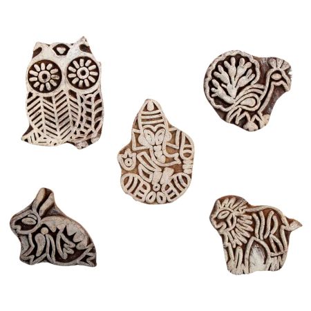 Set of 5 Piece New Mix Wooden Printing Block