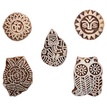 Set of 5 Piece New Mix Wooden Printing Block