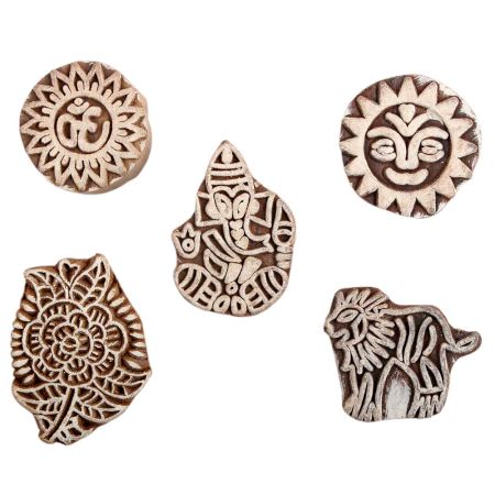 Set of 5 Piece New Mix Wooden Printing Block