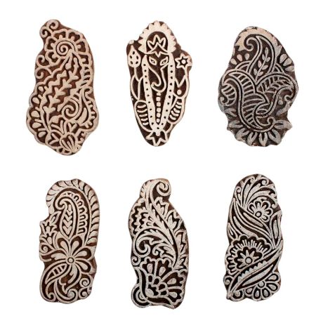 Set of 6 Piece New Mix Wooden Printing Block