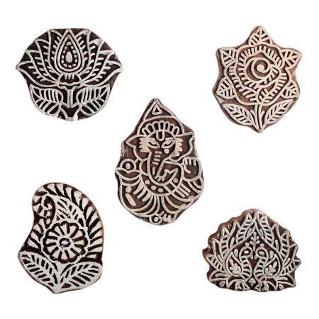 Set of 5 Piece New Mix Wooden Printing Block