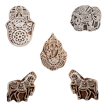 Set of 5 Piece New Mix Wooden Printing Block