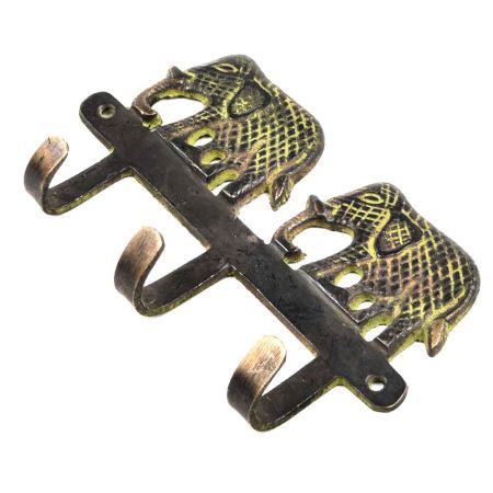 Elephant Design 3 Brass Hooks