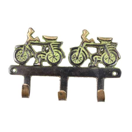 2 Brass Cycle Large Three Wall Hooks
