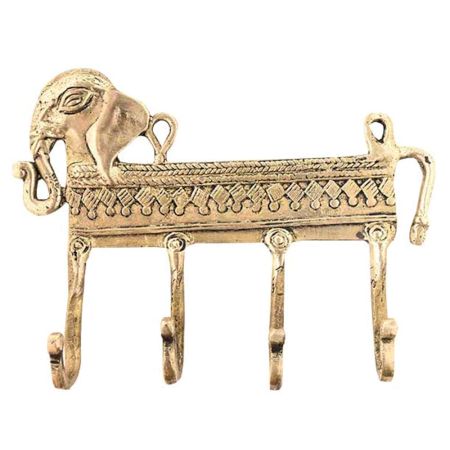 Hand Casted Elephant 4 Brass Hooks
