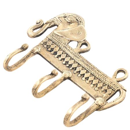 Hand Casted Elephant 3 Brass Hooks
