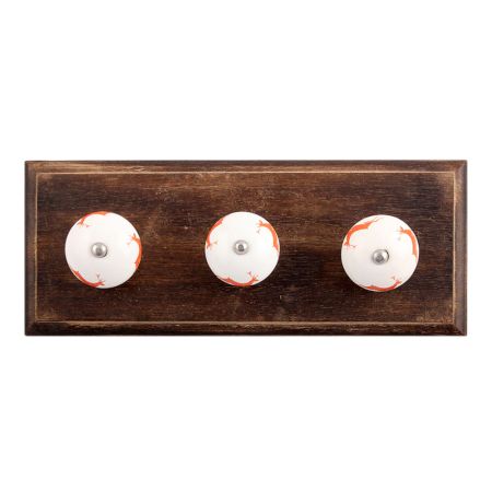 Peach Running Rein Deer Pattern Ceramic Wooden Hooks