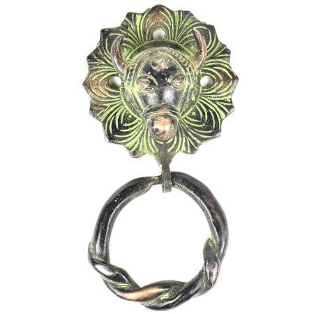 Solid Brass Cow Head Hunt Front Door Knocker/Towel Ring