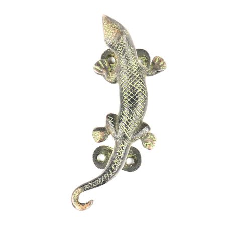 Green Brass Lizard Door Handle