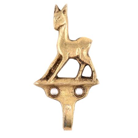 Golden Brass Doe Deer Charm Wall Hooks