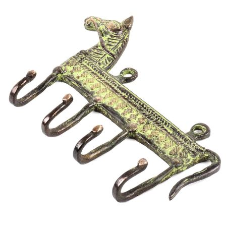 Vintage Style Brass Animal Horse Four Wall Hooks