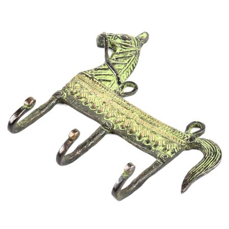 Vintage Style Brass Animal Horse Three Wall Hooks